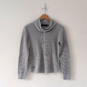 Ralph Lauren Athletic Gray Cotton Drawstring Cowl Turtleneck Sweater Sz Medium